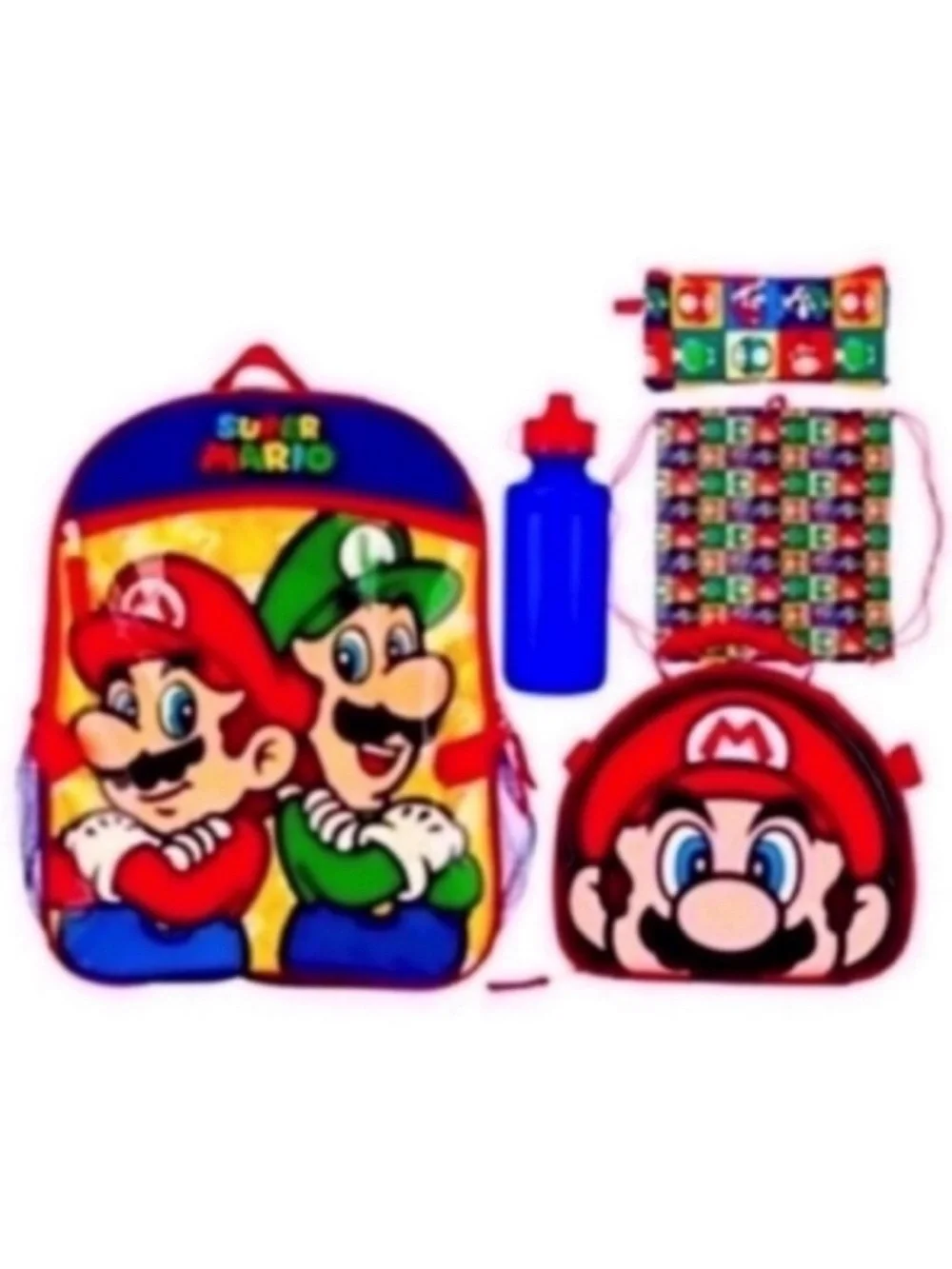 5 Piece Super Mario Backpack Set